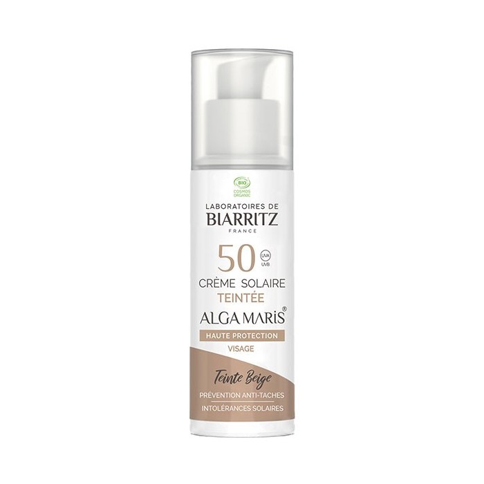 Beauté : Crème solaire visage teintée SPF50 beige - Laboratoires de Biarritz à 22,90 € -5%